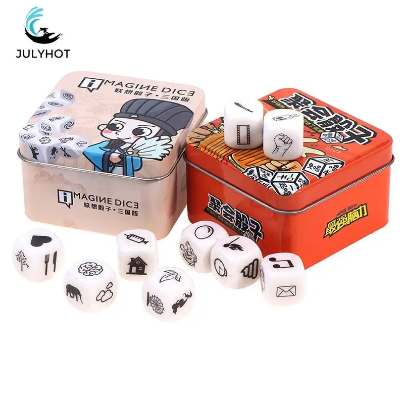 

Story Dice Puzzle Board Game Telling Story Metal Boxes Family/Party/Friends Parents with Children Funny English Game