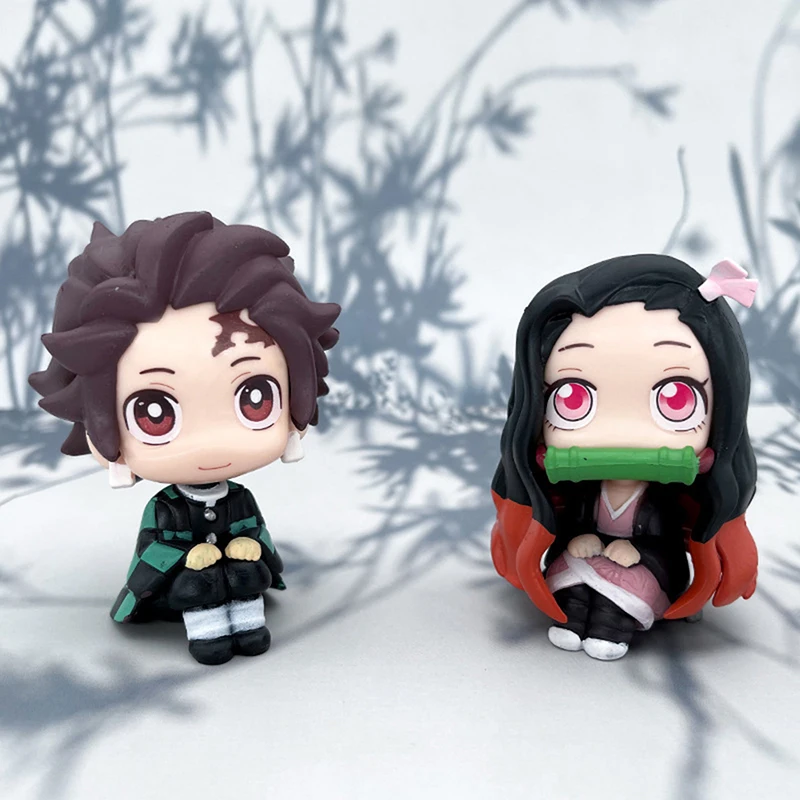 

Anime Kimetsu No Yaiba Sitting Figure Toy Q Version Look Up Demon Slayer Kamado Tanjirou Kamado Nezuko Action Figure Model Doll