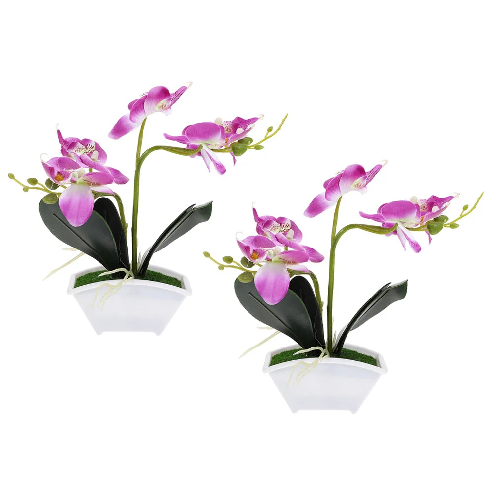 

Simulation Phalaenopsis Fake Plant Ornaments Artificial Flower Pot Bonsai Lifelike Potted Small Vivid Faux Flowers