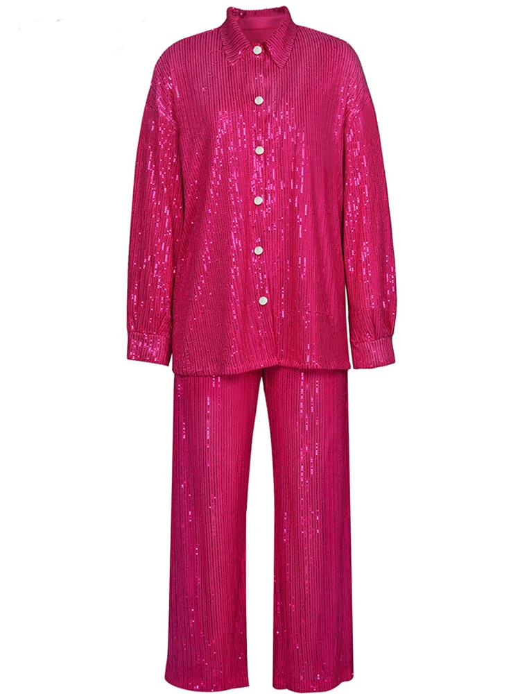 Блузка женская однобортная оверсайз с блестками пикантный розовый топ Клубная