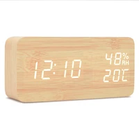 wood led alarm clock electronics of 2022 desk digital bell table sd