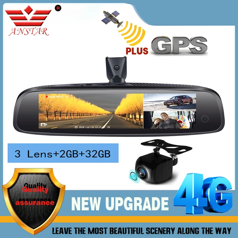 ANSTAR 2020 Новый Автомобильный видеорегистратор с 3 объективами Android 4G 2 ГБ + 32 ГБ Автомобильное Зеркало DVR FHD 1080P ADAS GPS монитор парковки потоковый Автомобильный видеорегистратор заднего вида
