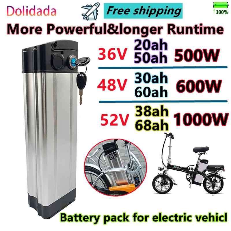 

Free ShippingHigh Power Aluminum Case 36V 48V 52V 1000W Lithium Battery For Electric Bicycle With Long Service Life