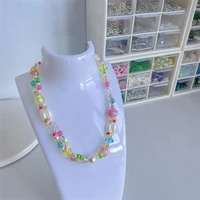 2022 new fashion women bohemian double layer geometric colorful butterfly hearts glass beads splicing choker necklace jewerly
