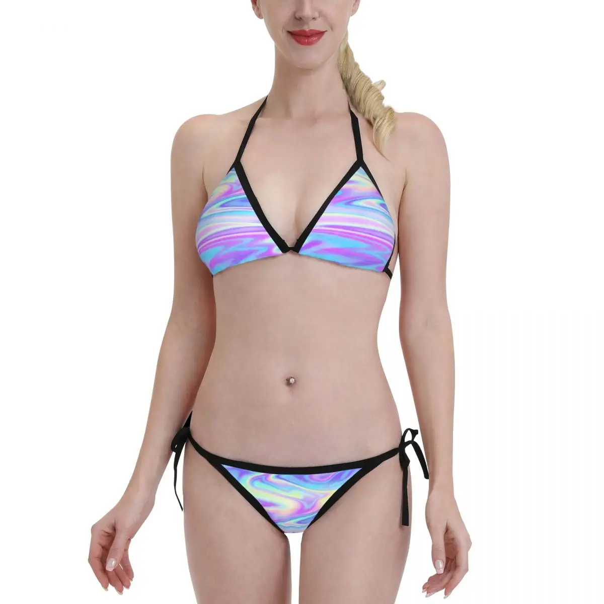 

2022 New Women Sexy Bikini Sets Swimsuit Colorful Beach Wear Push Up Bather Swimming Suit