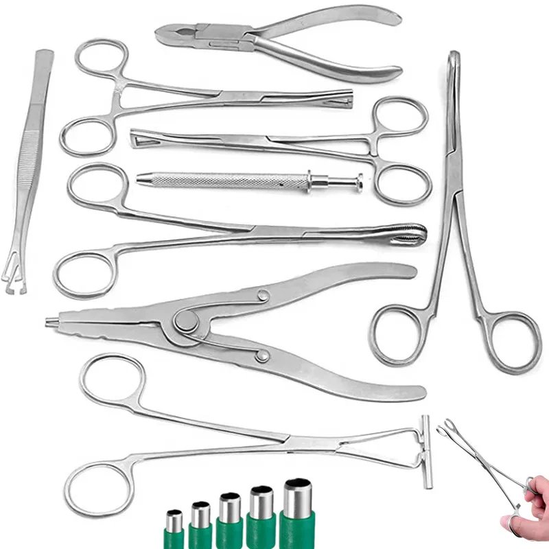 

Piercing Clamp Tool Surgical Steel Body Piercing Pliers Dermal Anchor Hemostat Forceps Punchers Setpum Ear Belly Lip Tool Kit