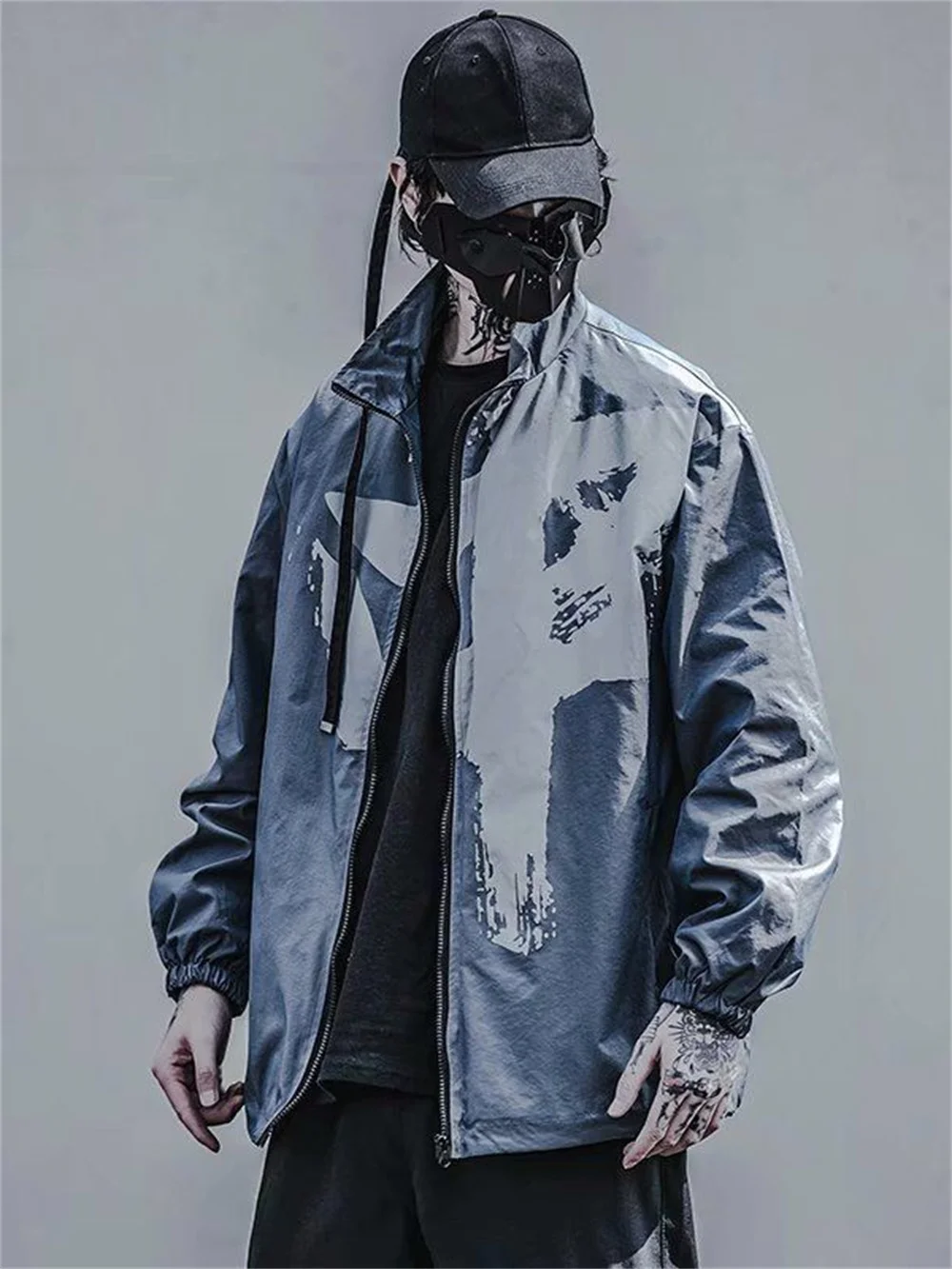 Мужская куртка-бомбер на молнии Goth черная куртка в стиле оверсайз верхняя одежда