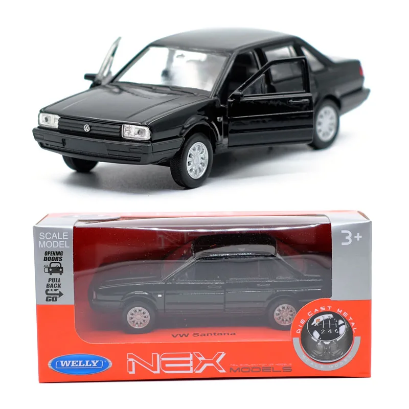 

Модель автомобиля Welly, литый под давлением, масштаб 1/38, VW Santana, коллекционная игрушечная машинка из сплава, настольные украшения, рождественс...