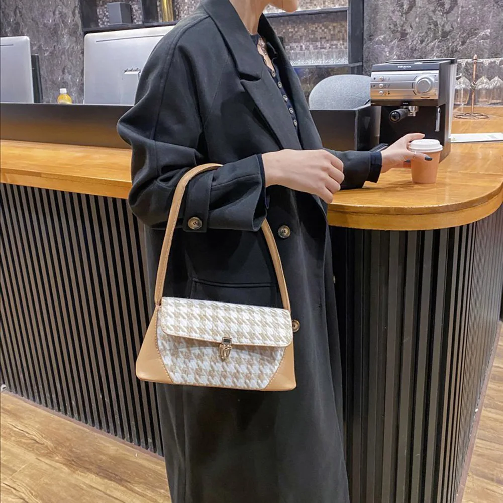 

Simply Crossbody Bags Purse Autumn Small Handbags Retro Houndstooth Shoulder Messenger Bag for Women 2020
