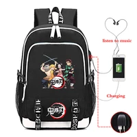 mochila demon slayer backpacks usb charging rucksack boys school backpack student book bags teens travel knapsack mens sport bag