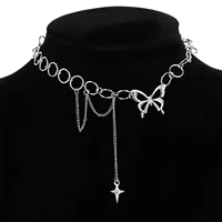 women butterfly tassel choker necklace teens girls punk link chain necklace party daily fashion jewelry
