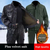 mens outdoor fishing suits thickened mountaineering suits warm camouflage 2 piece high quality camping training suits