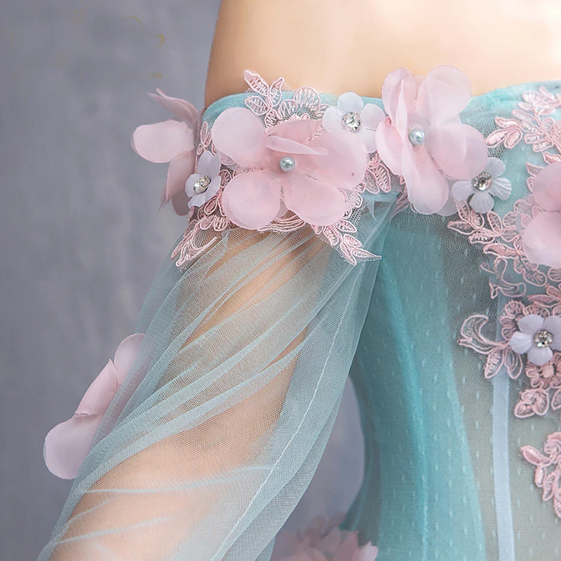 100% Настоящее небесно-голубое розовое шелковое платье с вышитыми цветами