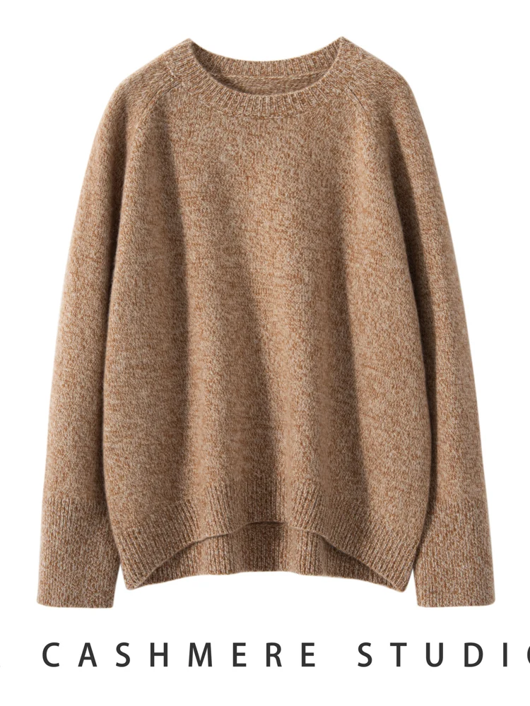 Высококачественный женский кашемировый свитер на зиму с круглым вырезом