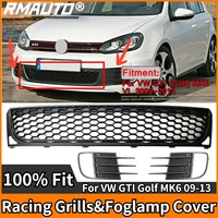 rmauto matte black car front bumper grill fog lamp cover honeycomb racing grills for vw gti golf mk6 2009 2013 body styling kit