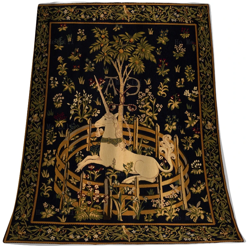 

The Unicorn In Captivity Medieval Mille-fleurs Style Soft Cozy Flannel Blanket By Ho Me Lili For All Seasons Applicable