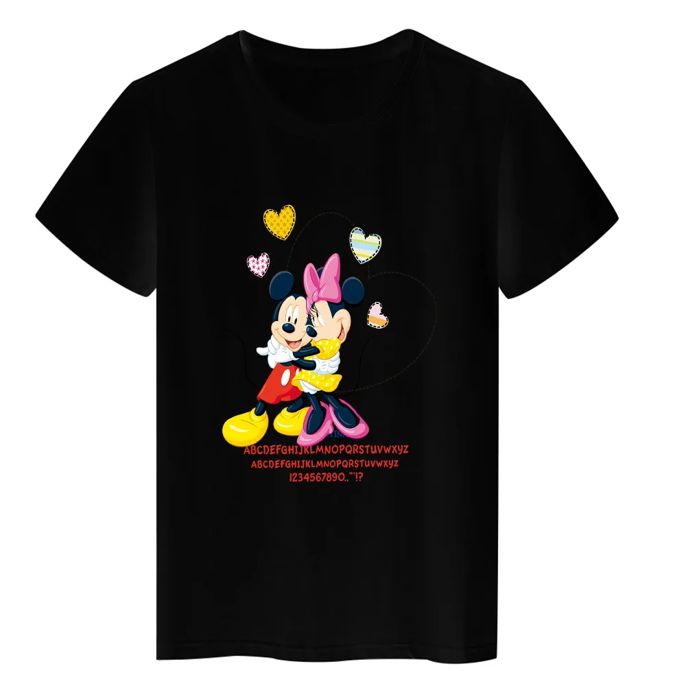 

Mickey Mouse's Sweet Love Witness Printed T Shirts Black Short Sleeve 2022 Disney Have A Nice Day 90s Harajuku Wholesale Tshirt