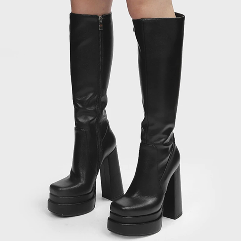 Женские ботинки на высоком каблуке осенне-зимняя обувь платформе готические