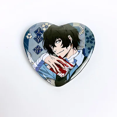 1 шт. 58 мм аниме Осаму накахарау железные милые заколки значки в форме сердца