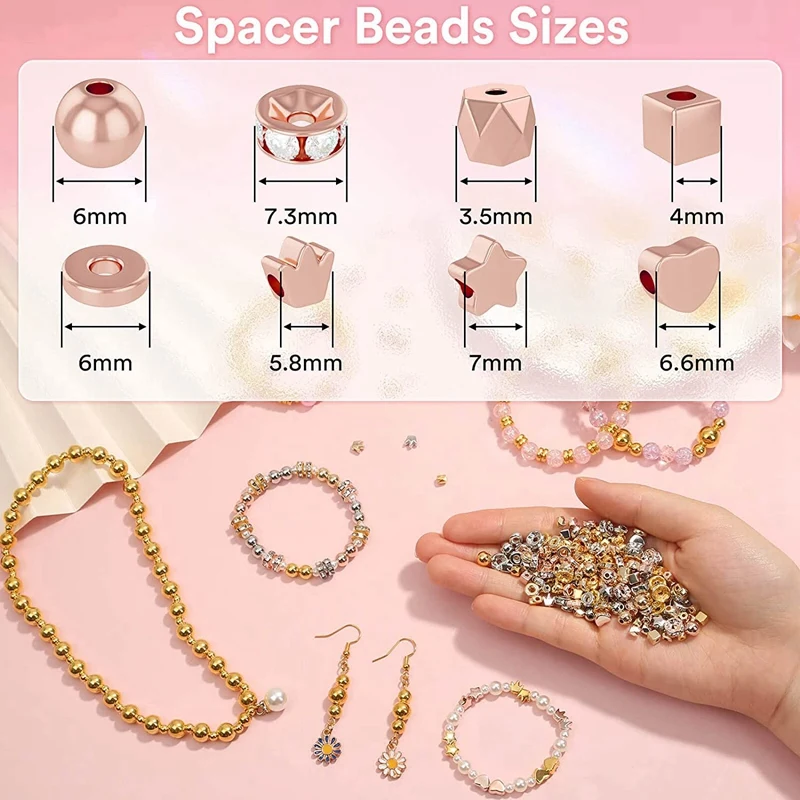2240 Pcs Spacer Beads For Jewelry Making In 8 Styles, For Bracelets Making, Round Beads Beads Crafts