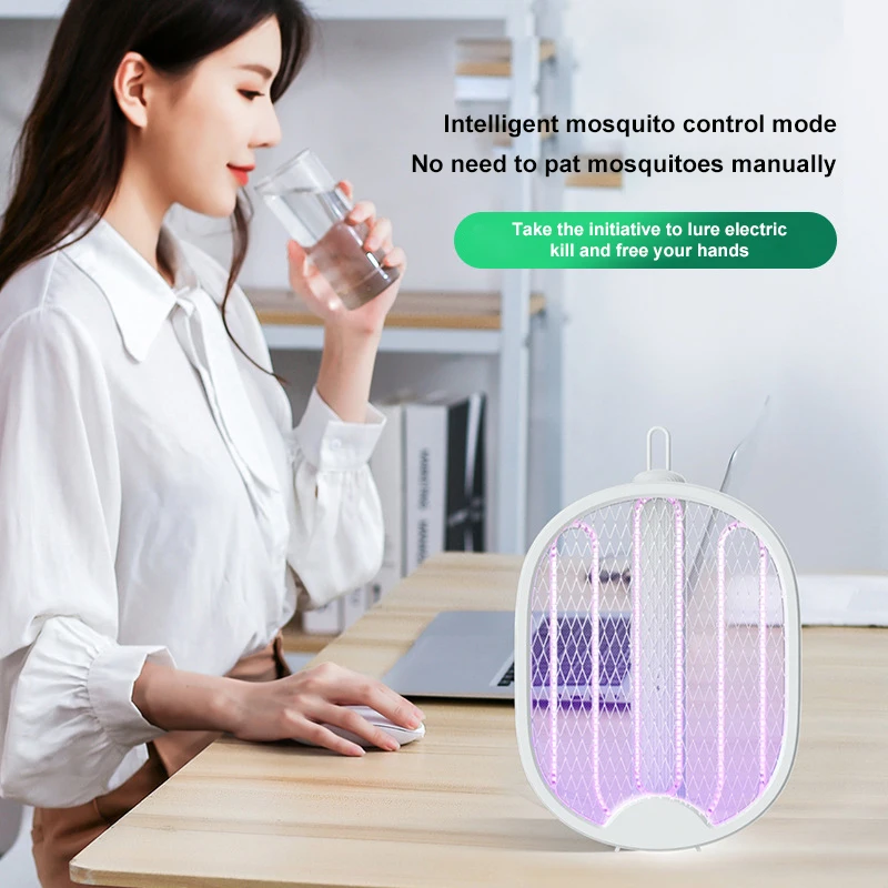 

Folding Electric Mosquito Swatter Mosquito Killer USB Rechargeable Summer Mosquito Swatter Kill Fly Bug Zapper Killer Trap