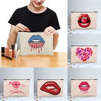 mouth lipstick bage women makeup bag zipper cosmetic bags casual carrying travel portable fold storage purse case make up cases