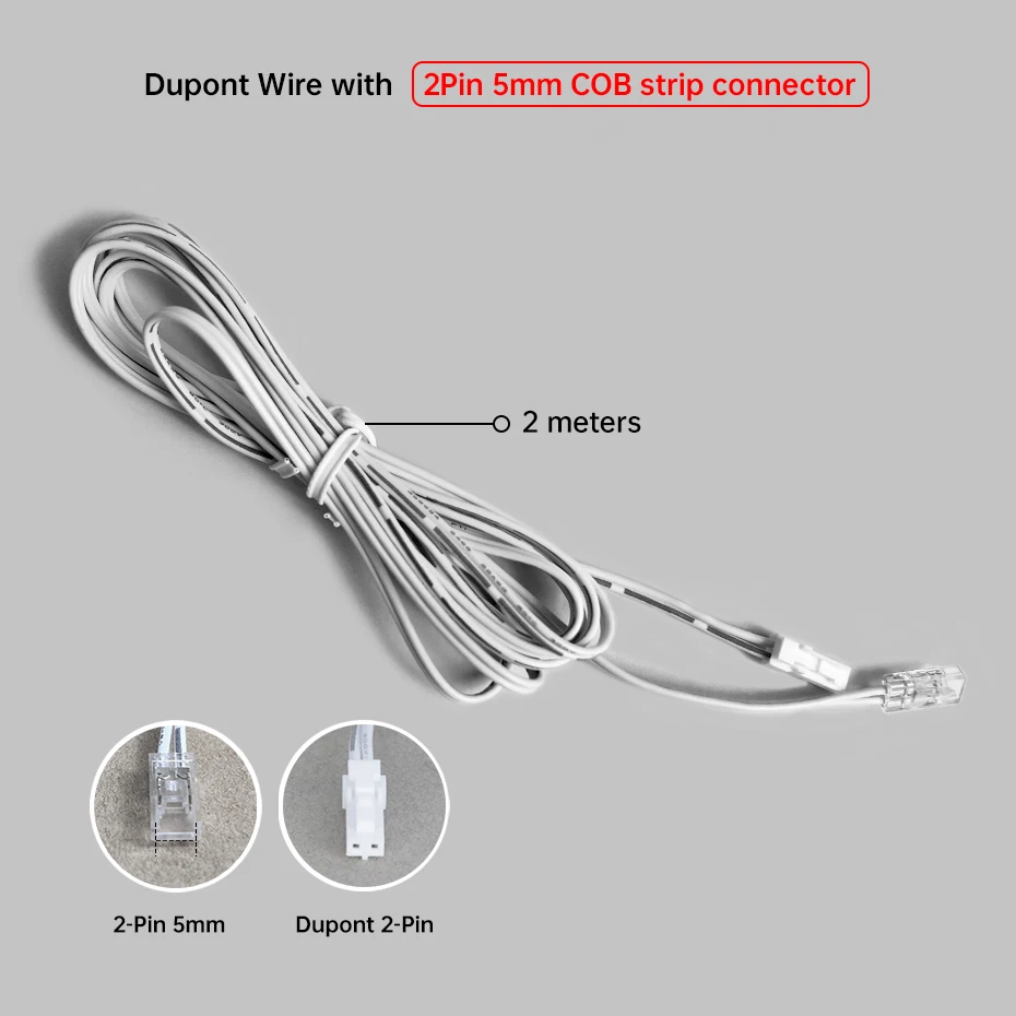 

1/3/5 шт., 2 м провод Dupont с 2-контактным разъемом 5 мм, 8 мм, 10 мм, ультратонкой светодиодной лентой COB, быстрый разъем, 12 В, 24 В, клемма удлинителя Dupont