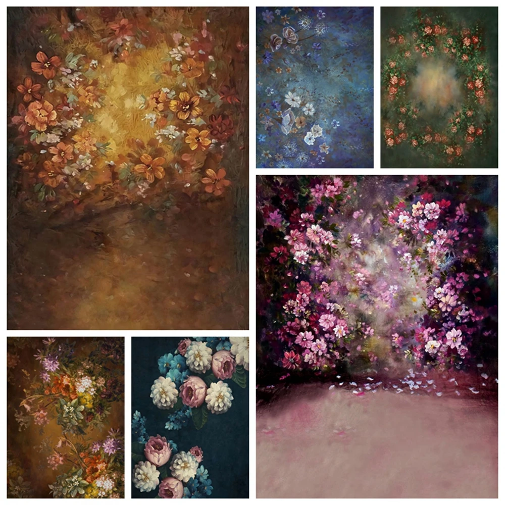 Винтажный градиентный фон для портретной фотосъемки с изображением цветов