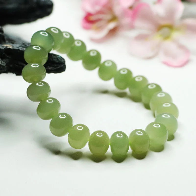 

Натуральный нефритовый зеленый нефритовый браслет 10 мм, браслеты для мужчин и женщин, натуральный Восстанавливающий камень, Изящные Ювелирные изделия, эластичные браслеты Hetian Jades
