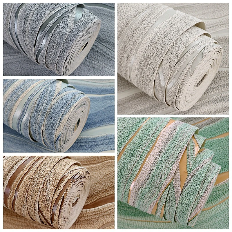 

9.5m Modern Deerskin Embossed Light Grey 3D Curved Stripes Background Wall Wallpaper Bedroom Living Room Hotel Wall Sticker
