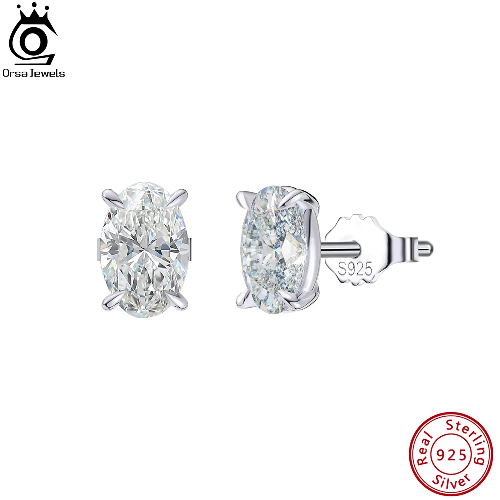 

ORSA JEWELS Brilliant Oval Faux Diamond Halo Premium Cubic Zirconia Earring for Women 925 Sterling Silver Wedding Jewelry LZE03