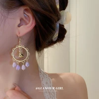 womens elegant purple acrylic flower circle hollow bell stud earrings 2022 new trend girls party wedding jewelry brincos