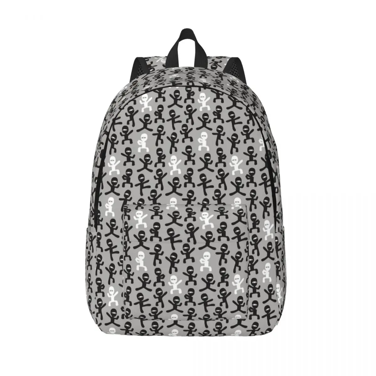 Ninjas Black And White On Gray for Teens Student School Bookbag Daypack Middle High College Durable