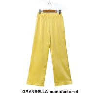 spring summer women soft comfortable casual elegant ladies loose straight pants high elastic waist vacation trousers yellow