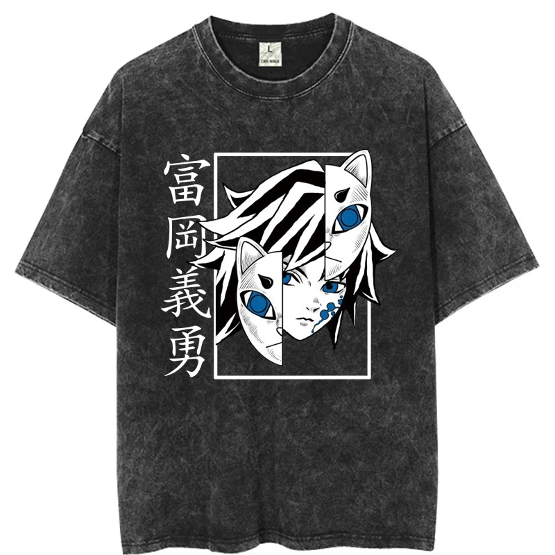

Футболка Мужская/женская оверсайз с графическим принтом, винтажная промытая рубашка в стиле японского аниме, с рассеянным демоном, уличная одежда в стиле хип-хоп, топы в стиле Харадзюку, лето 2023