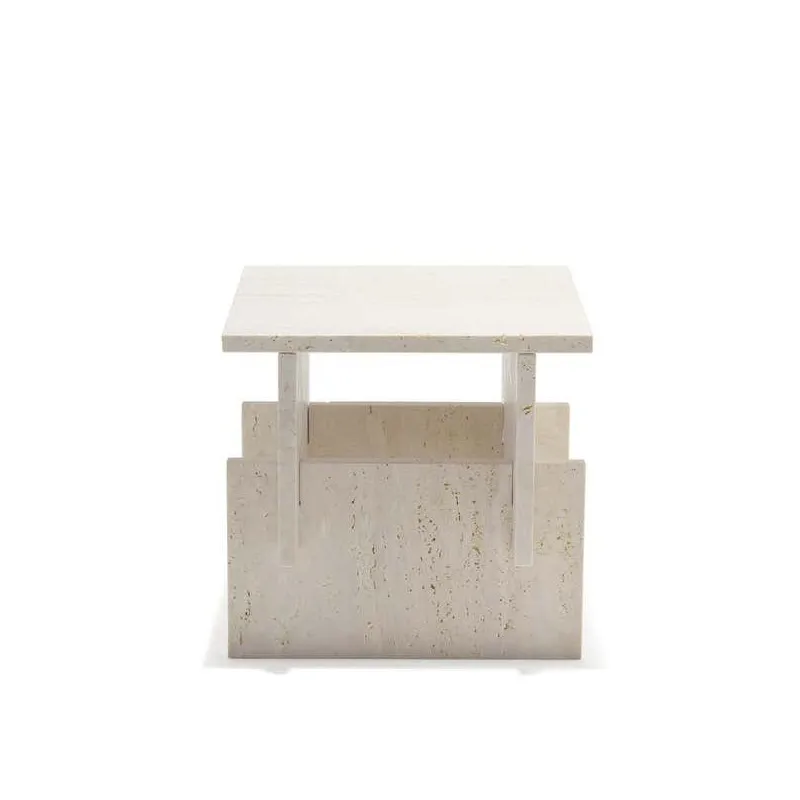 Фото xx-KUMUSI FURNITURE Кофейный столик в европейском и американском стиле, простой, роскошный, из травертина Эрик, для кофейни или дома №3