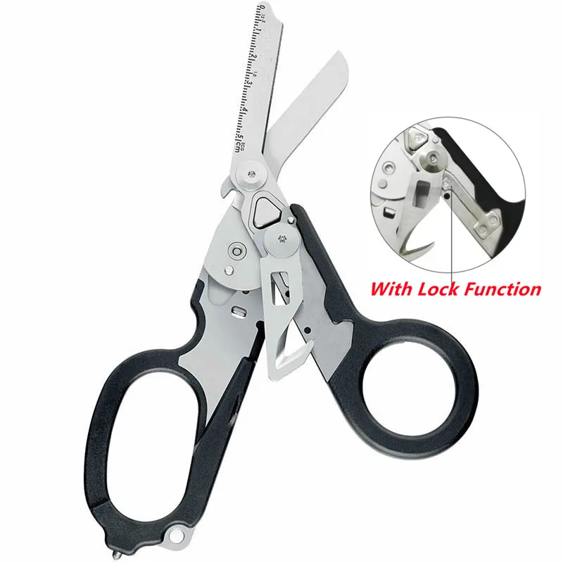 

With Lock Function Raptor Emergency Shears with Strap Cutter and Glass Breaker Multifunction Tools for Outdoor Utility Holster