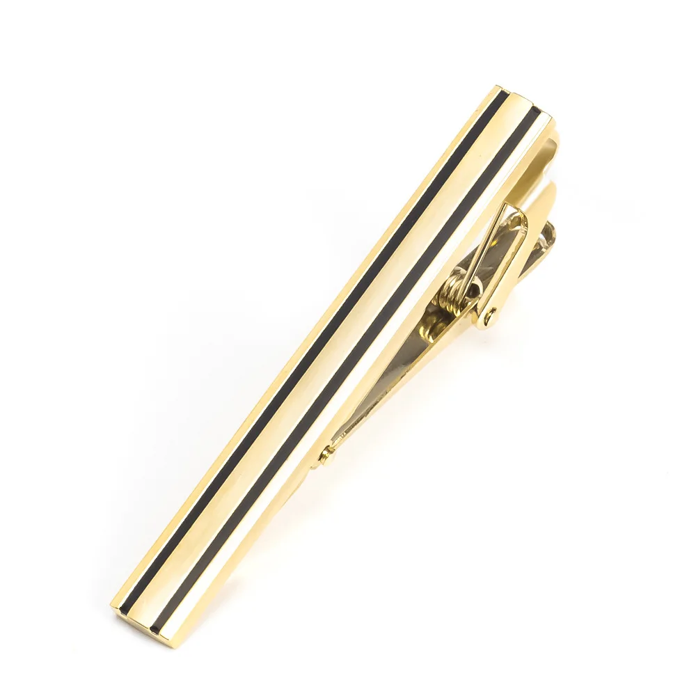 Gold Stripe Smooth Brushed Metal Cufflinks Tie clip Set Hot Sale Cufflinks Set Commuting Banquet Essential Exquisite Gift