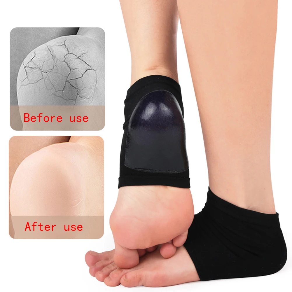 

1 Pair Anti-Cracking Feet Care Socks Moisturizing Gel Heel Thin Socks Solid Color Foot Skin Care Protectors Men Women Heel Cover