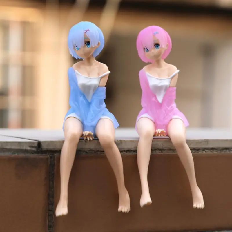 

16CM Rem Ram Figure Anime Re:Life In A Different World From Zero Ram Rem Sit Down PVC Collection Action Figure Model Toys Dolls