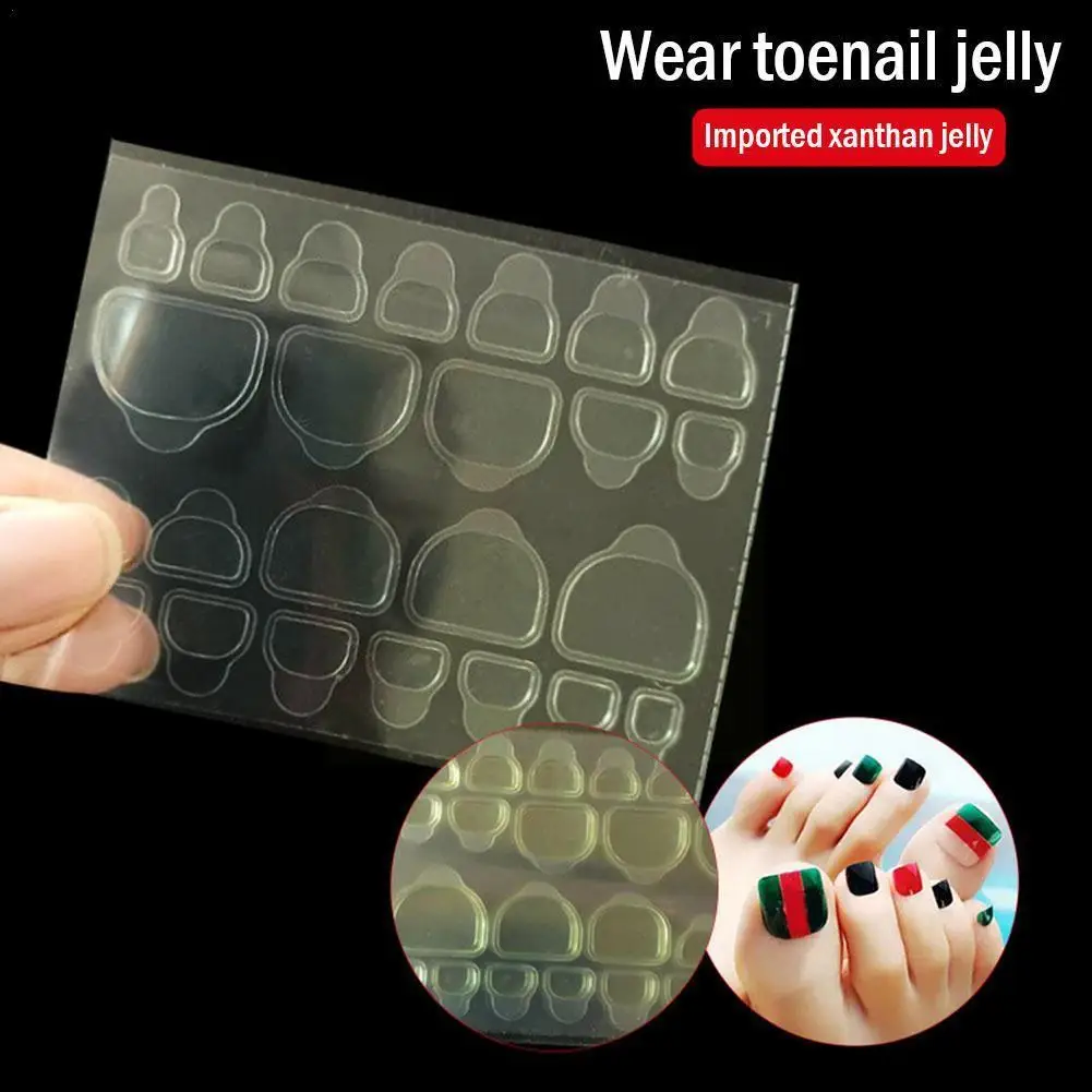 

24pcs/set Transparent Invisible Double-sided Adhesive Sticker Stickers Reusable Toe Nail Jelly Nail Foot Waterproof J9D4