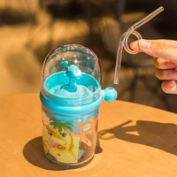 250ml straw bottle durable universal smooth edge children cartoon water bottle for home use water bottle straw bottle