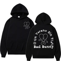 rapper bad bunny un verano sin ti logo graphic print hoodie hip hop music album sweatshirt men women oversize hoodies streetwear