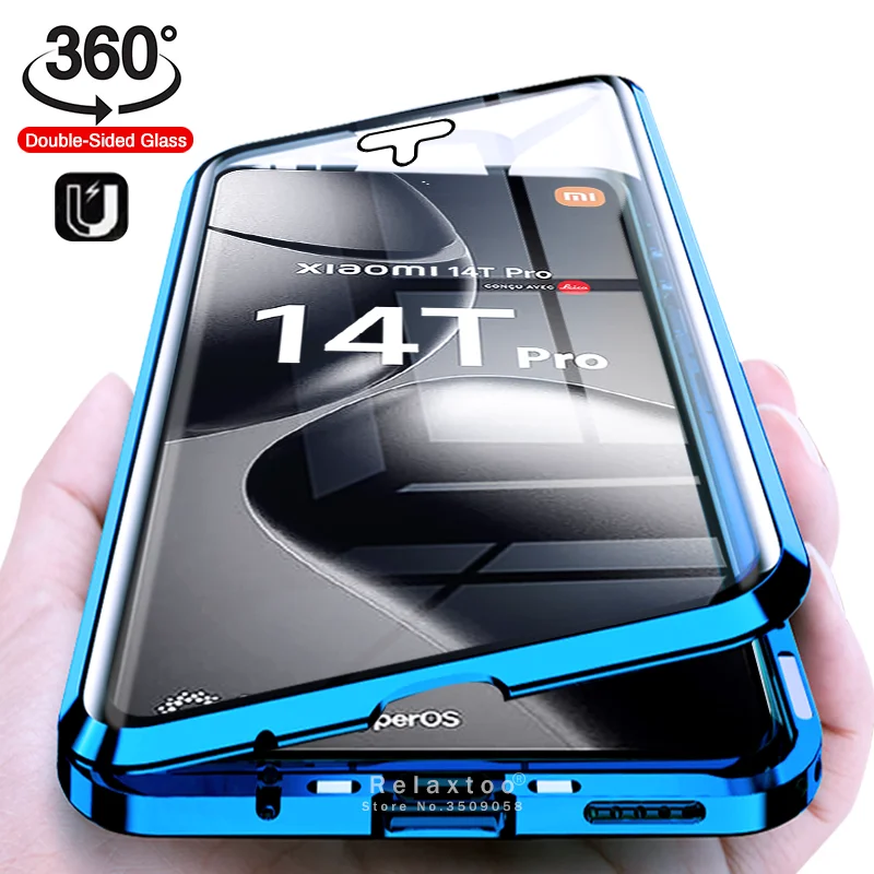 Металлический магнитный чехол с полной защитой 360 для Xiaomi14T Xiaomi 14T Pro 5G