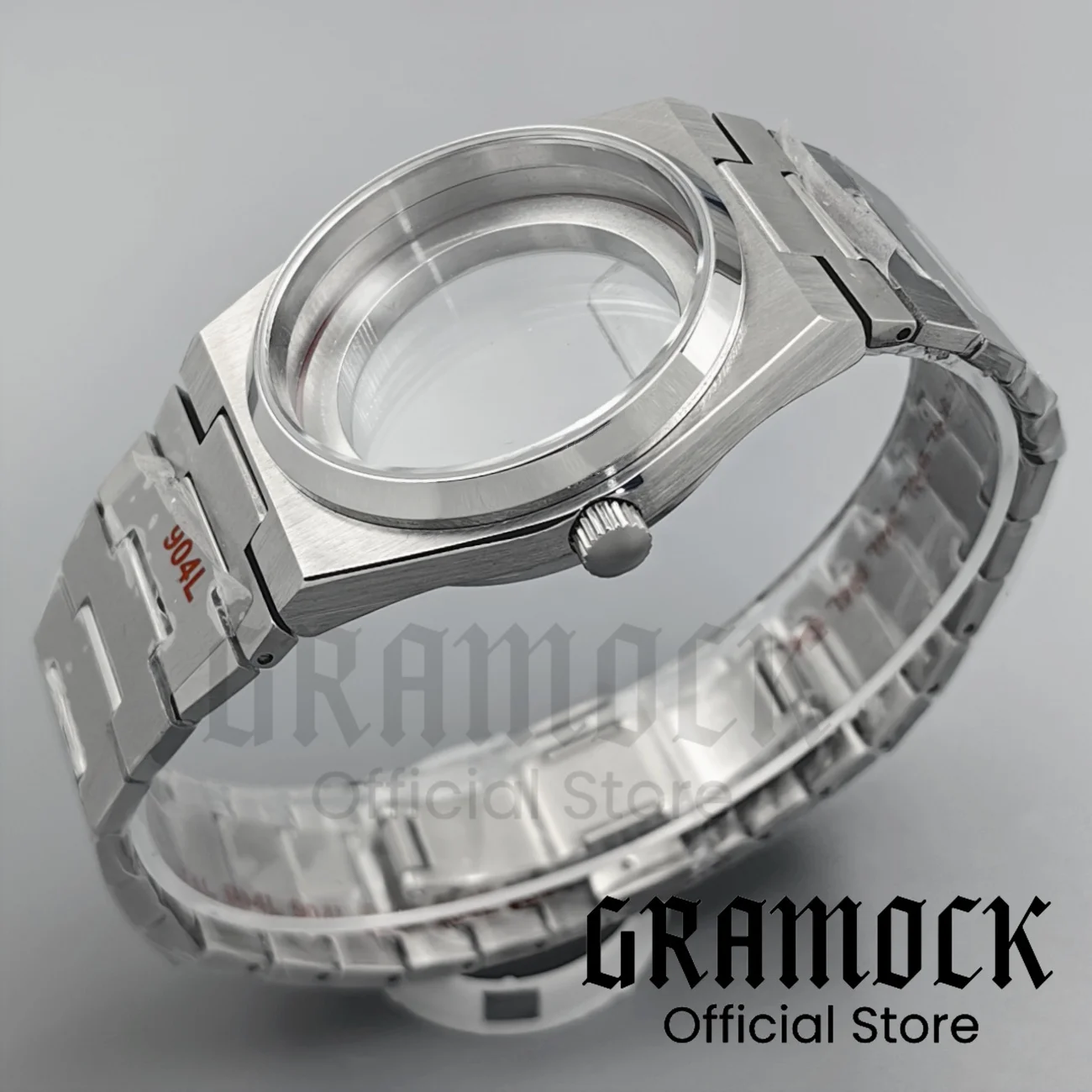 Фото Мужской корпус часов Mod Silver 40 мм с сапфировым стеклом и защелкивающейся задней крышкой для механизмов PRX NH34 NH35 NH36 PT5000, запасная часть для часов. №3