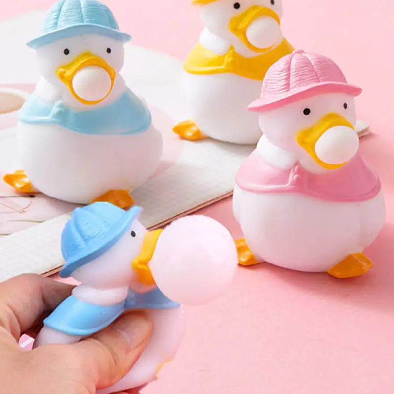 

Cute Duck Blowing Bubbles Simulation Creative Squeeze Lala Le Venting Duck Pinching Tricky To Relieve Boredom Funny Vent Toy New