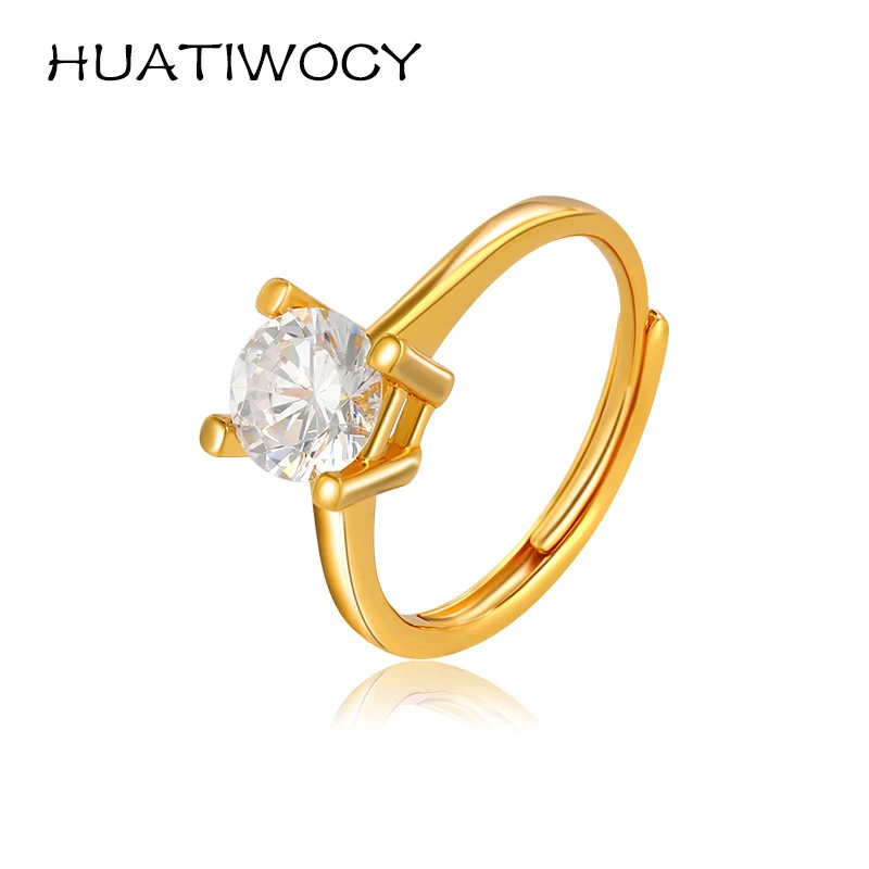 

HUATIWOCY Fashion Jewelry 925 Silver Ring with Zircon Gemstone Accessories for Women Wedding Party Engagement Gift Finger Rings