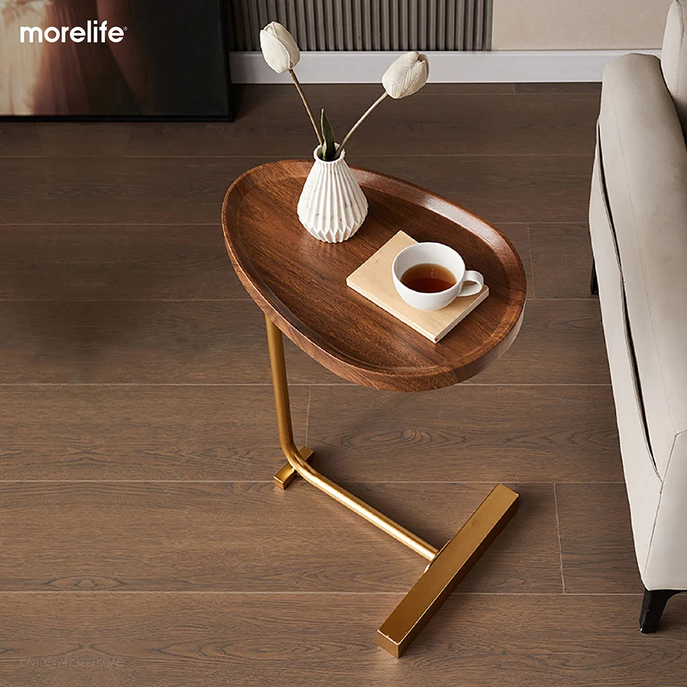 

Simple Modern Side Table Sofa Corner Table Bedside Reading Oval Coffee Table Tea Solid Wood Counter Top Living room furniture