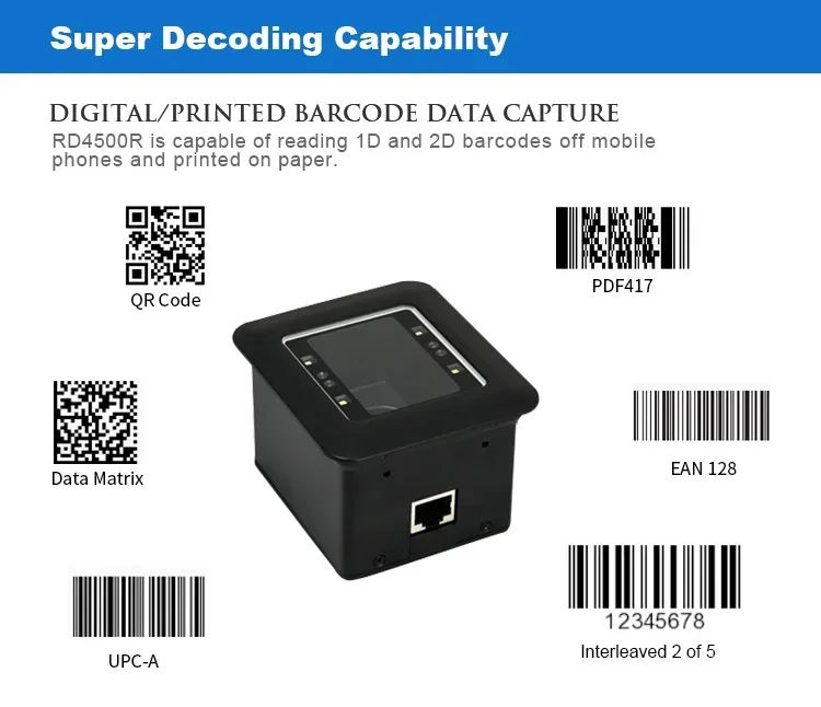 Заводская цена Встроенный считыватель QR-кодов 2D OEM Модуль сканера штрих-кода с