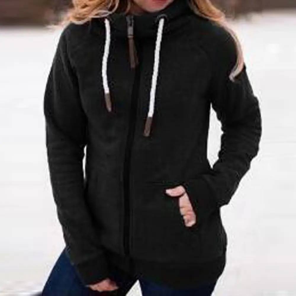 

Мягкое однотонное теплое пальто на молнии с длинным рукавом и карманами